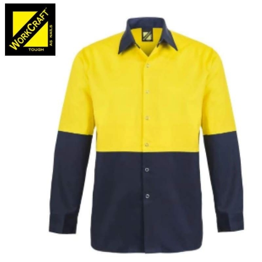 Picture of WorkCraft, Shirt, Long Sleeve, Food Industry, Hi Vis, Two Tone, Cotton Drill, Press Studs, No Pockets